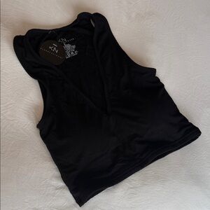 Klassy Network Black V-Neck Sleeveless Crop Tank